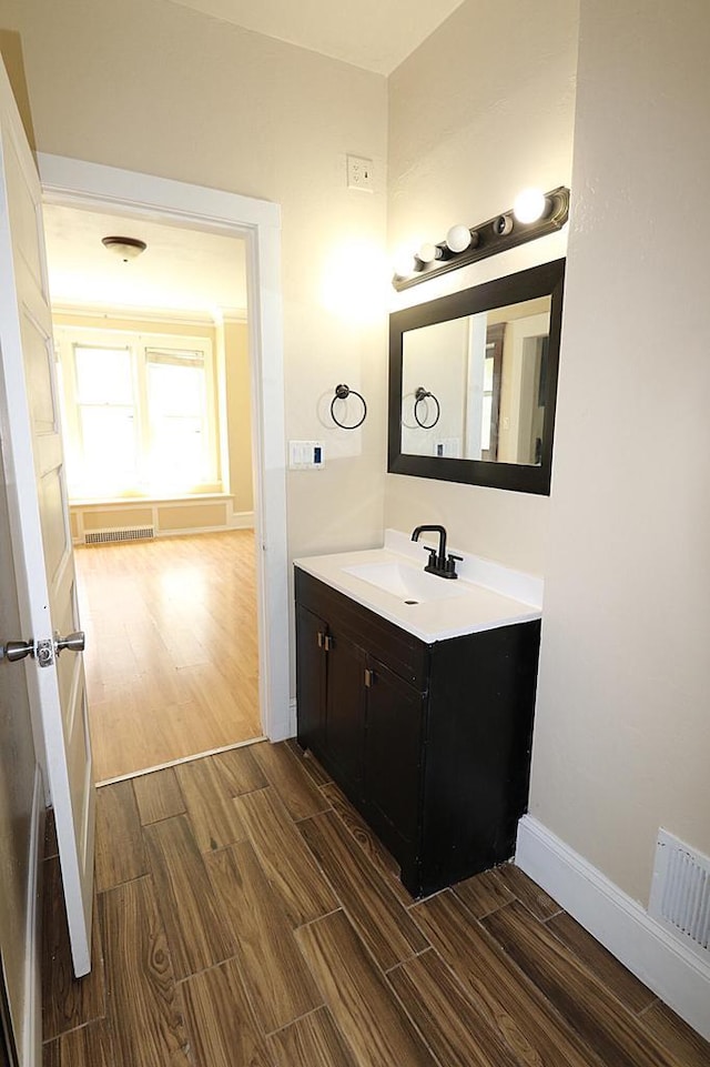1416 Michigan Ave Unit 1416A, Sheboygan, WI 53081 - bathroom featuring wood finished floors and vanity