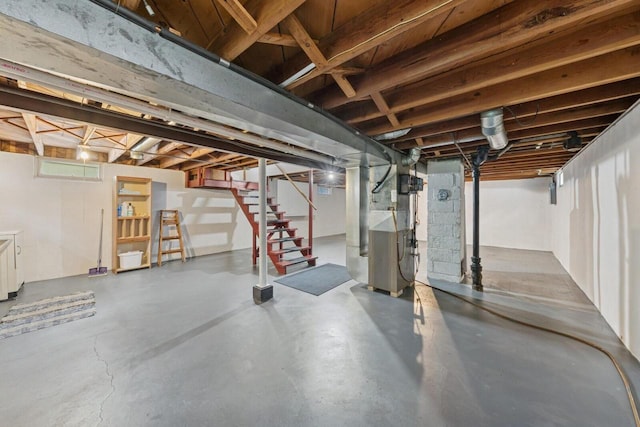 6109 38th Ave, Kenosha, WI 53142 - unfinished basement with heating unit and stairs