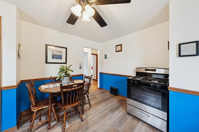6109 38th Ave, Kenosha, WI 53142 - dining space with wood finished floors and ceiling fan