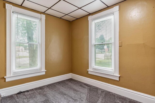 1015 Bluff St, Beloit, WI 53511 - carpeted empty room featuring plenty of natural light and a paneled ceiling