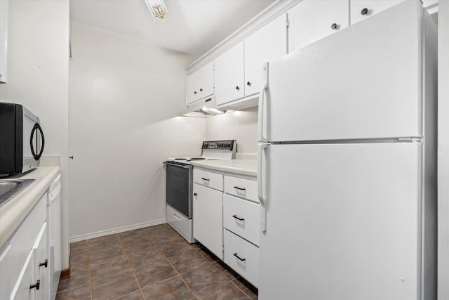 2300 W Good Hope Rd Unit 242, Glendale, WI 53209 - kitchen with white appliances, under cabinet range hood, white cabinets, and light countertops