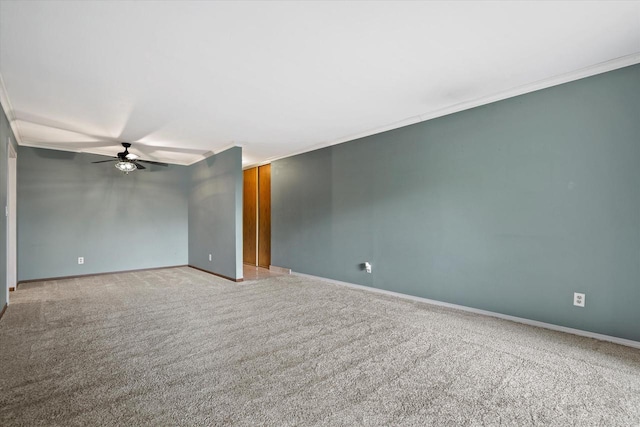 2300 W Good Hope Rd Unit 242, Glendale, WI 53209 - unfurnished room featuring ornamental molding, ceiling fan, and light carpet