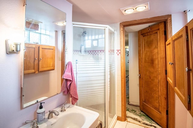 7414 5th Ave, Kenosha, WI 53143 - full bath with a stall shower and tile patterned flooring