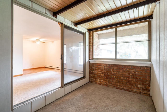 11957 N Appleton Ave Unit 19, Milwaukee, WI 53224 - unfurnished sunroom featuring baseboard heating and beamed ceiling