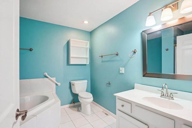 5682 Steeplechase Dr, Waunakee, WI 53597 - bathroom with vanity, a bath, and tile patterned flooring
