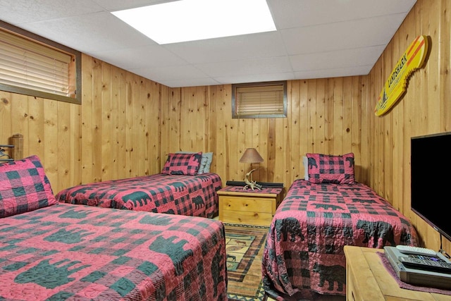 1167 Tee Trl, Nekoosa, WI 54457 - bedroom with wood walls and a paneled ceiling