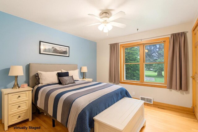 W262S3159 View Dr, Waukesha, WI 53189 - bedroom featuring light wood-style floors and a ceiling fan