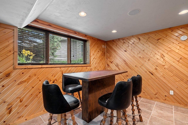 N3520 Range Ct, Freedom, WI 54913 - indoor dry bar with light tile patterned floors, wooden walls, and recessed lighting