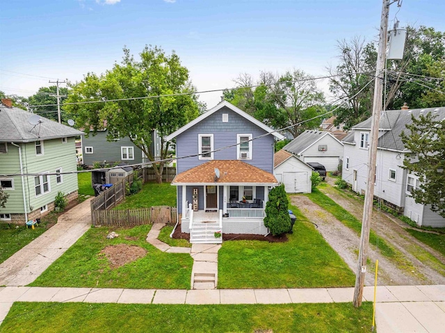 308 Van St, Neenah, WI 54956 - view of front facade featuring a porch, dirt driveway, and a residential view