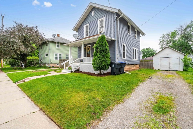308 Van St, Neenah, WI 54956 - american foursquare style home featuring a porch, driveway, and an outbuilding