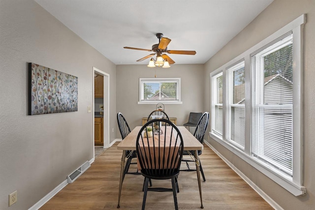 308 Van St, Neenah, WI 54956 - dining space featuring light wood-type flooring and ceiling fan