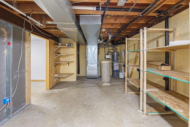 241 Bayberry Ln, Fond Du Lac, WI 54935 - unfinished basement with gas water heater and a water softener