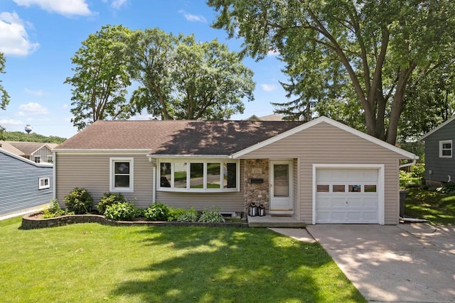 204 Panther Trl, Monona, WI 53716 - ranch-style home featuring driveway, a front lawn, roof with shingles, and a garage