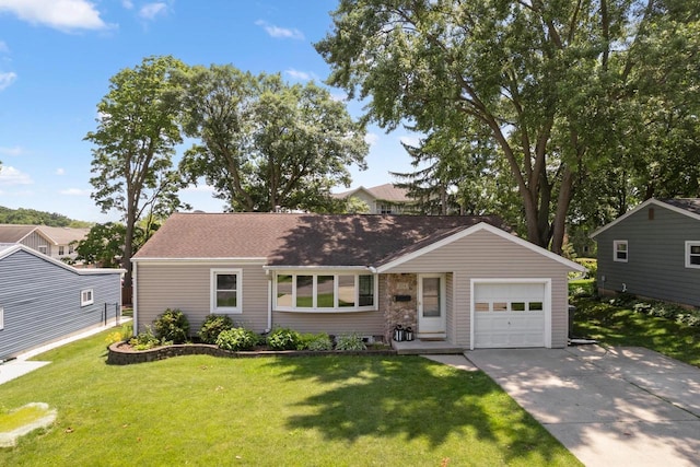 204 Panther Trl, Monona, WI 53716 - ranch-style home featuring driveway, a front yard, a garage, and a shingled roof
