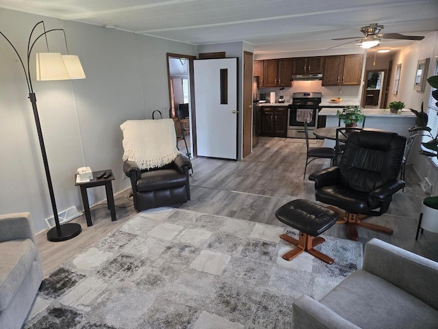 N11445 County Road A, Tomahawk, WI 54487 - living room with wood finished floors and ceiling fan