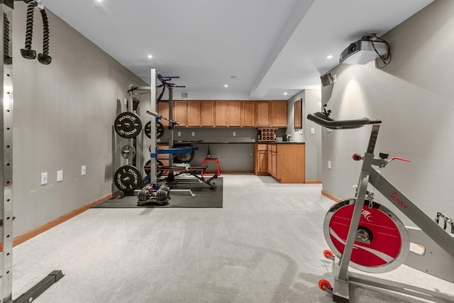 362 Dakota Lee Way, Omro, WI 54963 - workout room featuring recessed lighting and light carpet