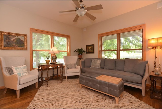 6833 Phil Lewis Way, Middleton, WI 53562 - living area featuring wood finished floors and ceiling fan