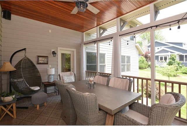 6833 Phil Lewis Way, Middleton, WI 53562 - sunroom / solarium with a ceiling fan and outdoor dining area
