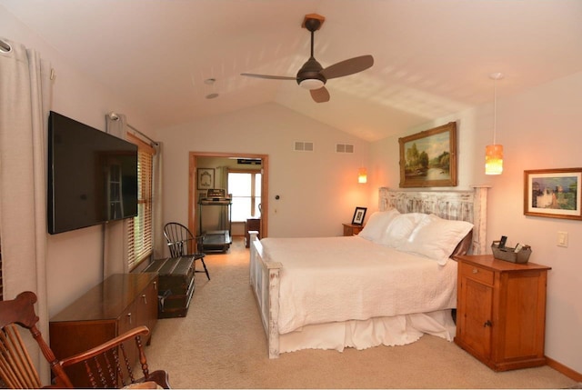 6833 Phil Lewis Way, Middleton, WI 53562 - bedroom featuring carpet floors, vaulted ceiling, and a ceiling fan