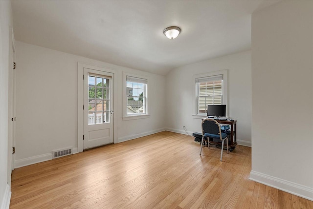 5825 N Bay Ridge Ave, Whitefish Bay, WI 53217 - office area featuring light wood-style flooring and baseboards