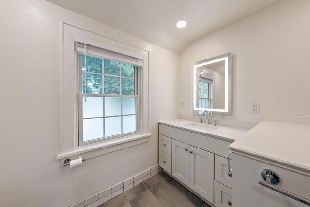 5825 N Bay Ridge Ave, Whitefish Bay, WI 53217 - bathroom featuring vanity, tile patterned floors, and recessed lighting