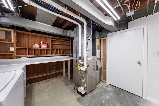 5825 N Bay Ridge Ave, Whitefish Bay, WI 53217 - unfinished below grade area with heating unit and washing machine and clothes dryer