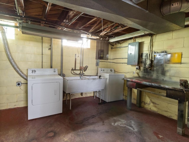 4134 N 46th St, Milwaukee, WI 53216 - unfinished below grade area featuring electric panel and washing machine and clothes dryer