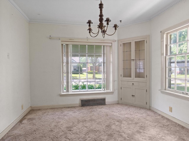 4134 N 46th St, Milwaukee, WI 53216 - empty room with a chandelier, carpet flooring, and crown molding