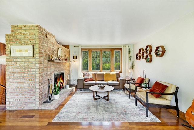 6465 N Santa Monica Blvd, Fox Point, WI 53217 - living area featuring a fireplace and wood finished floors