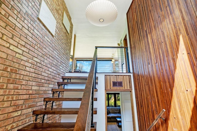 6465 N Santa Monica Blvd, Fox Point, WI 53217 - stairway featuring a high ceiling
