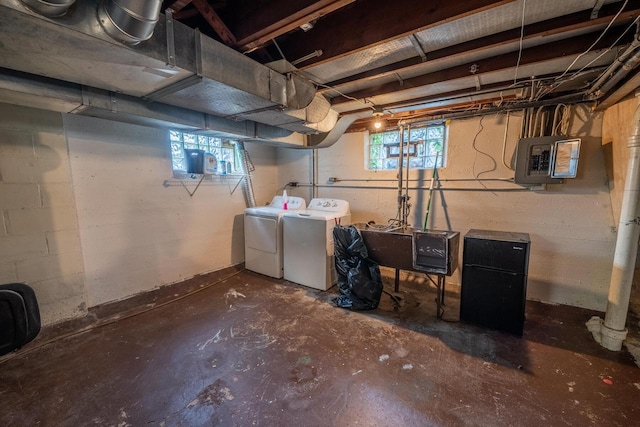 7550 26th Ave, Kenosha, WI 53143 - below grade area featuring washer and dryer and electric panel