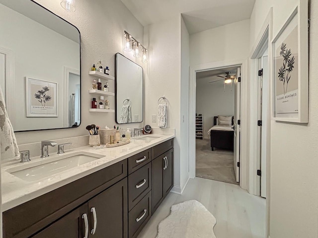 1601 Sauk Trl, Waukesha, WI 53189 - ensuite bathroom featuring double vanity and ceiling fan