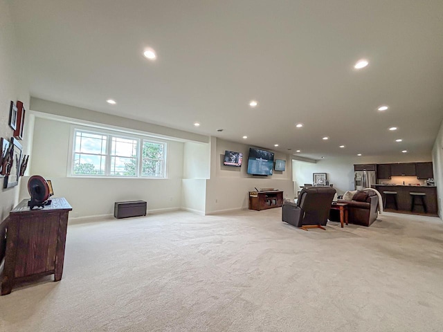 1601 Sauk Trl, Waukesha, WI 53189 - living room featuring light colored carpet and recessed lighting