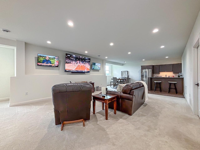 1601 Sauk Trl, Waukesha, WI 53189 - living room featuring light carpet and recessed lighting
