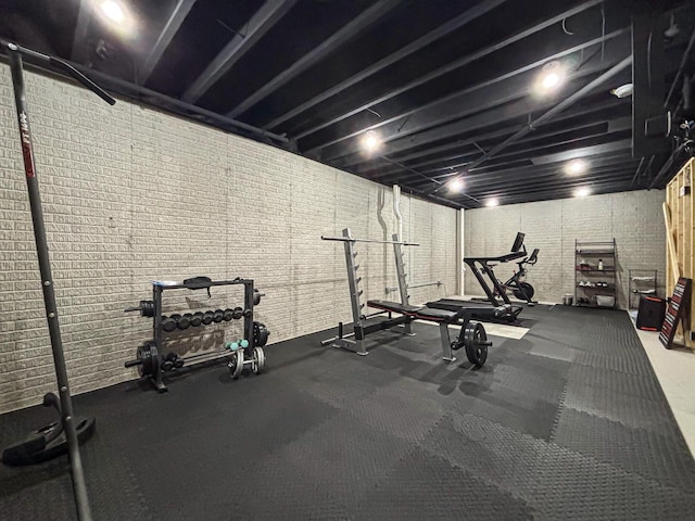 1601 Sauk Trl, Waukesha, WI 53189 - workout area with brick wall