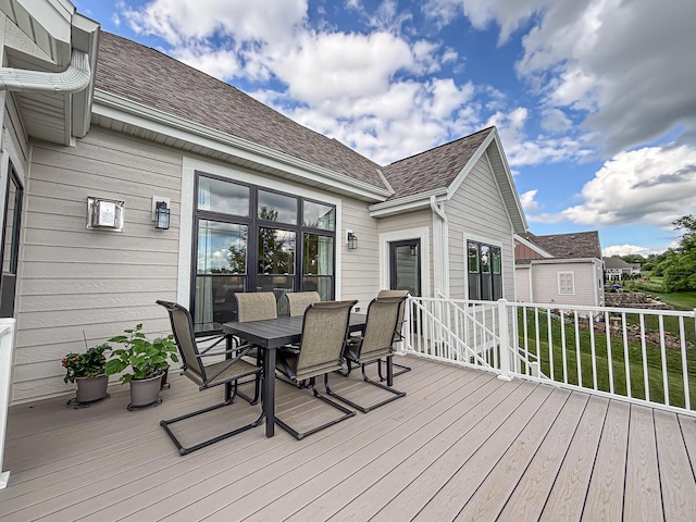 1601 Sauk Trl, Waukesha, WI 53189 - wooden terrace featuring outdoor dining space