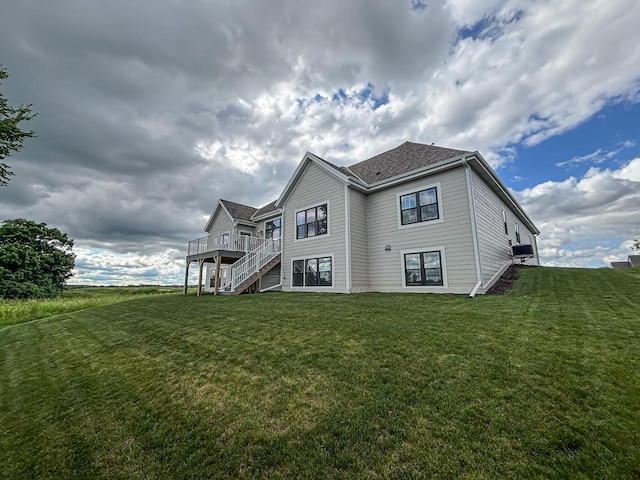 1601 Sauk Trl, Waukesha, WI 53189 - rear view of property with a deck, stairway, and a yard