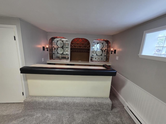 4643 N 108th St, Wauwatosa, WI 53225 - indoor dry bar with a baseboard radiator and carpet floors