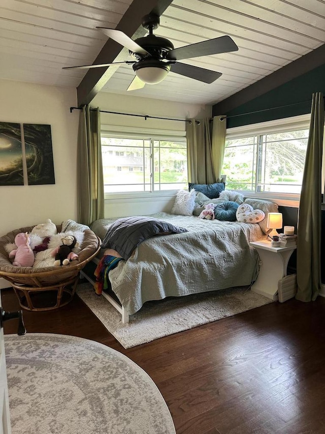 8221 Fairmont Ln, Greendale, WI 53129 - bedroom featuring lofted ceiling, wood finished floors, and ceiling fan