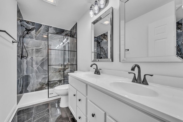 7314 25th Ave, Kenosha, WI 53143 - full bath featuring double vanity, a tile shower, and marble finish floors