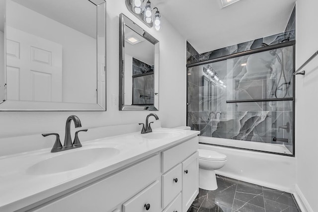 7314 25th Ave, Kenosha, WI 53143 - bathroom with enclosed tub / shower combo, double vanity, and marble finish floors