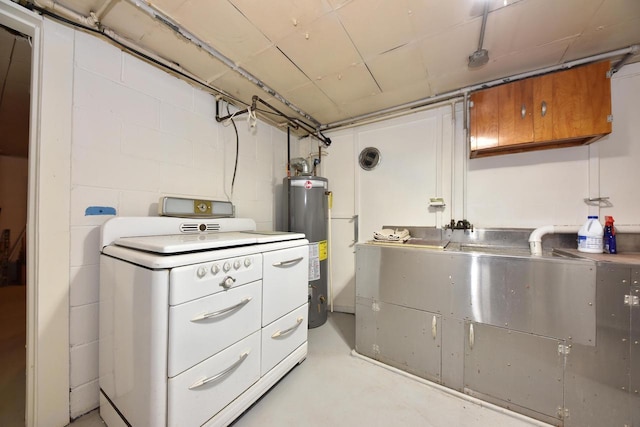 2044 S 96th St, West Allis, WI 53227 - basement featuring water heater, washer / clothes dryer, and concrete block wall