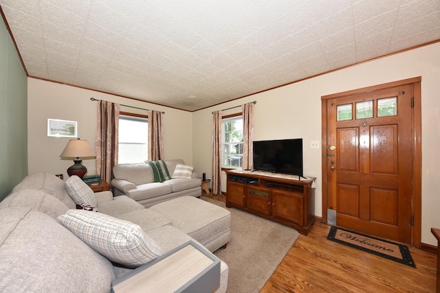 2044 S 96th St, West Allis, WI 53227 - living area featuring light wood finished floors and crown molding