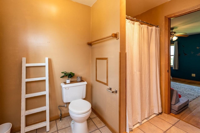 E2880 Witcraft Ridge Rd, Genoa, WI 54632 - full bathroom with a ceiling fan, tile patterned floors, and a shower with curtain