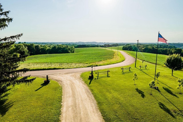 E2880 Witcraft Ridge Rd, Genoa, WI 54632 - view of community featuring driveway, a rural view, and a lawn