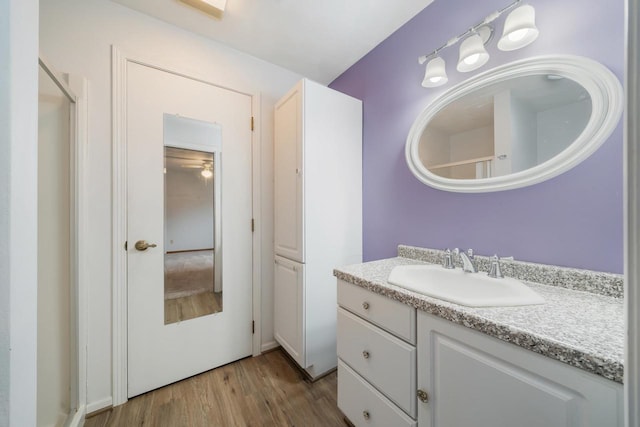 2232 N Cloudview Dr, Appleton, WI 54914 - bathroom featuring vanity and wood finished floors