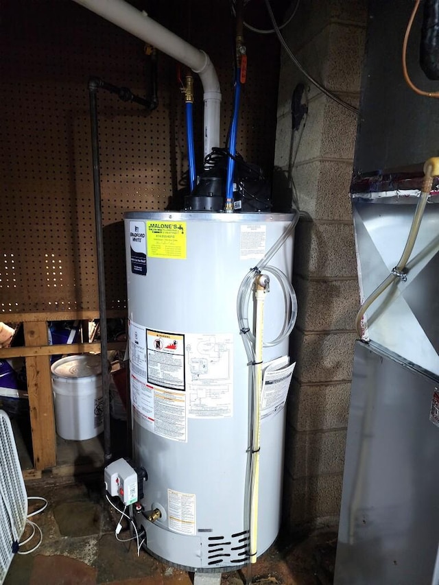 5100 16th St, Racine, WI 53406 - utility room featuring gas water heater and heating unit