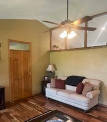 2309 E Pine Tree Ct, Milton, WI 53563 - living area with ceiling fan and wood finished floors