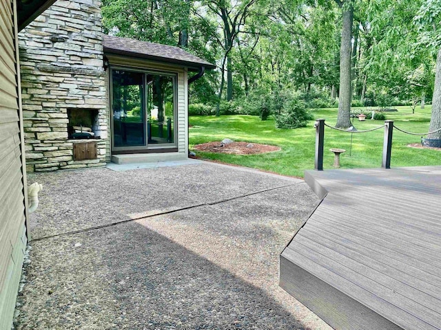 5572 Stable View Ln, Fitchburg, WI 53575 - view of patio featuring view of scattered trees and a deck