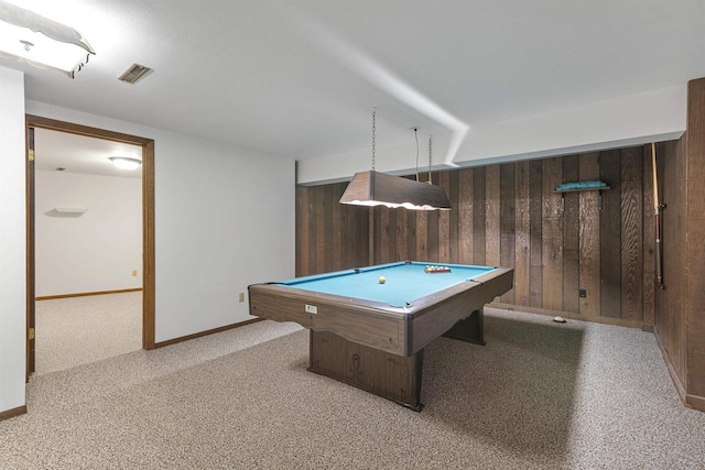 5572 Stable View Ln, Fitchburg, WI 53575 - rec room with wooden walls, billiards table, and light carpet